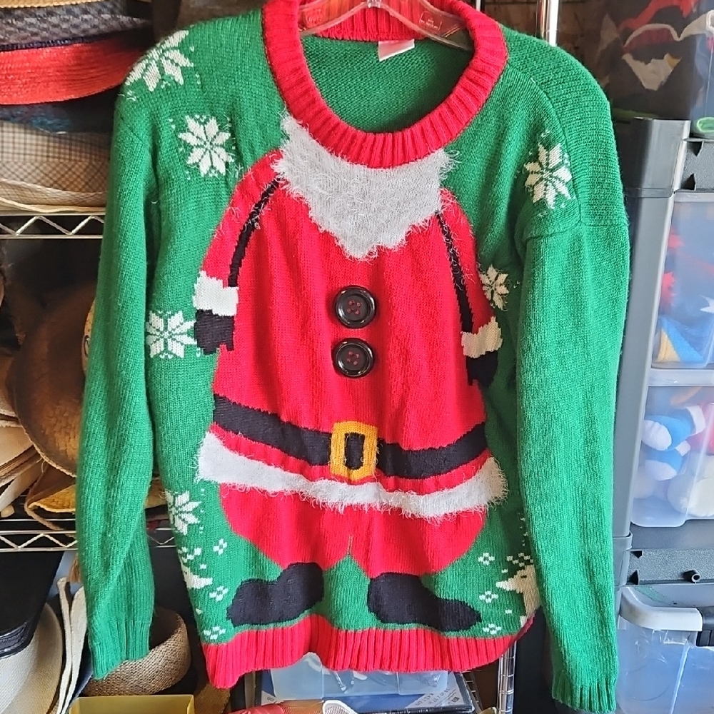 🌟3/$25🌟 Festive Green and Red Santa Sweater Womans Large